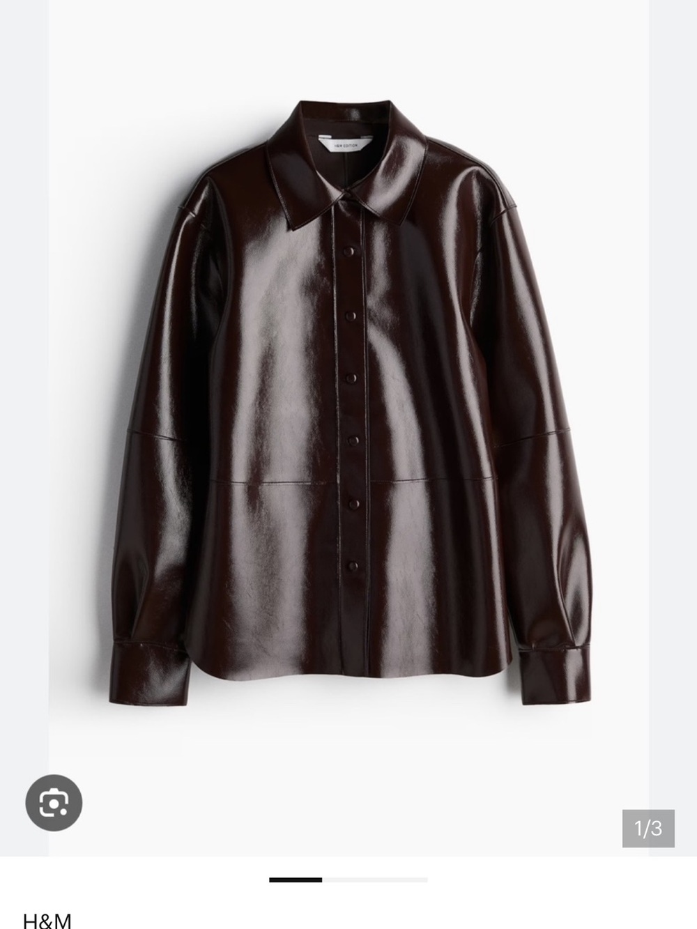 H&M Dark Burgundy Faux Leather Button-Down Shirt